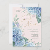 Hydrangea Waterverf Blush Roze Stoffig Blauw Bruil Kaart (Voorkant)