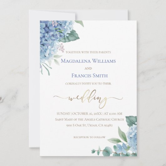 Hydrangea waterverf | bruiloft uitnodiging (Voorkant)