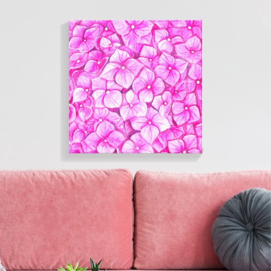 Hydrangea-waterverf Canvas Afdruk (Insitu (Woonkamer))