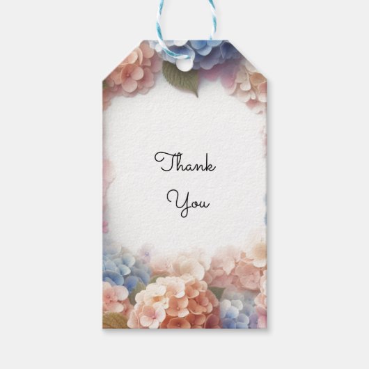 Hydrangea Waterverf Dank u Gift Labels Cadeaulabel (Voorkant)