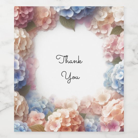 Hydrangea Waterverf Dank u Wijn Etiket (Enkel label)