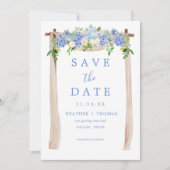 Hydrangea Waterverf Dusty Blue Rustic Save The Date (Voorkant)