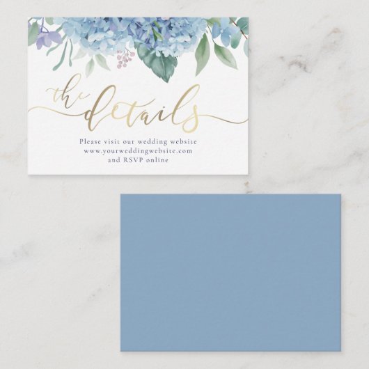 Hydrangea waterverf Flowers Bruiloft Website Informatiekaartje (Voorkant / Achterkant)