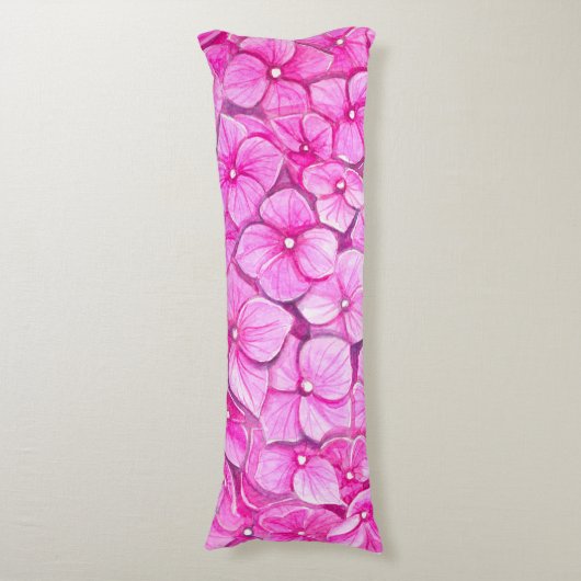 Hydrangea-waterverf Lichaamskussen (Voorkant Verticaal)