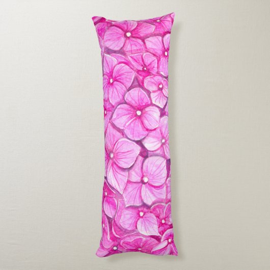 Hydrangea-waterverf Lichaamskussen (Achterkant (Verticaal))