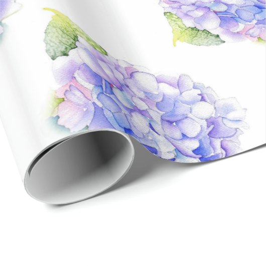 Hydrangea Waterverf Patroon Cadeaupapier (Rol Hoek)