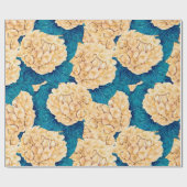 Hydrangea waterverf patroon, geel en blauw cadeaupapier (Vlak)