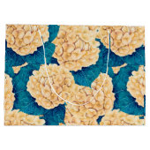 Hydrangea waterverf patroon, geel en blauw groot cadeauzakje (Achterkant)