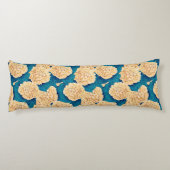 Hydrangea waterverf patroon, geel en blauw lichaamskussen (Achterkant)