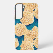Hydrangea waterverf patroon, geel en blauw samsung galaxy hoesje (Achterkant)