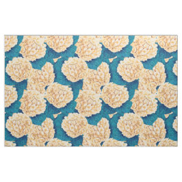 Hydrangea waterverf patroon, geel en blauw stof