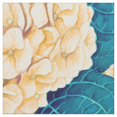 Hydrangea waterverf patroon, geel en blauw stof (Close Up)