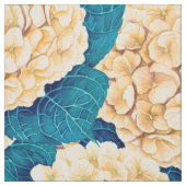 Hydrangea waterverf patroon, geel en blauw stof (Swatch)