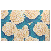 Hydrangea waterverf patroon, geel en blauw stof (Fat Quarter)