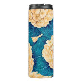 Hydrangea waterverf patroon, geel en blauw thermosbeker (Achterkant)
