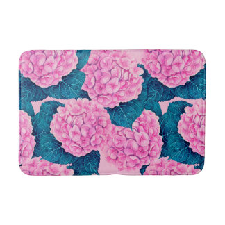 Hydrangea waterverf patroon, roze en blauw badmat