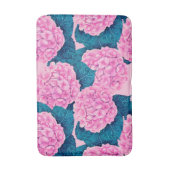 Hydrangea waterverf patroon, roze en blauw badmat (Voorkant Verticaal)