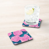 Hydrangea waterverf patroon, roze en blauw bier onderzetter (Rechterzijde)