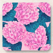 Hydrangea waterverf patroon, roze en blauw bier onderzetter (Voorkant)