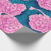 Hydrangea waterverf patroon, roze en blauw cadeaupapier (Hoek)