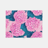 Hydrangea waterverf patroon, roze en blauw fleece deken (Voorkant (Horizontaal))