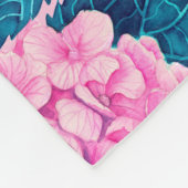 Hydrangea waterverf patroon, roze en blauw fleece deken (Hoek)