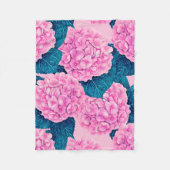 Hydrangea waterverf patroon, roze en blauw fleece deken (Voorkant)