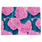 Hydrangea waterverf patroon, roze en blauw groot cadeauzakje (Voorkant)