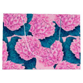 Hydrangea waterverf patroon, roze en blauw groot cadeauzakje (Achterkant)