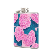 Hydrangea waterverf patroon, roze en blauw heupfles (Links)