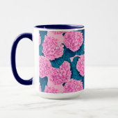 Hydrangea waterverf patroon, roze en blauw mok (Links)