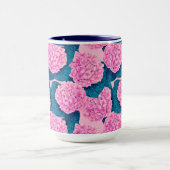 Hydrangea waterverf patroon, roze en blauw mok (Midden)