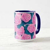 Hydrangea waterverf patroon, roze en blauw mok (Voorkant rechts)