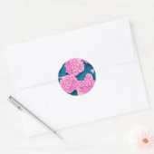 Hydrangea waterverf patroon, roze en blauw ronde sticker (Envelop)
