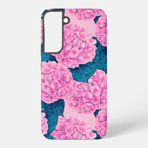 Hydrangea waterverf patroon, roze en blauw samsung galaxy hoesje