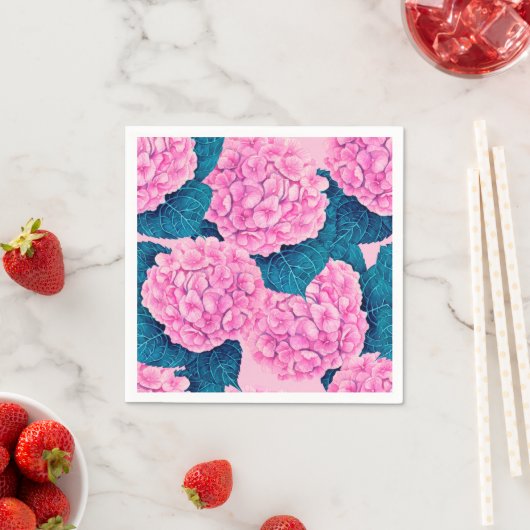 Hydrangea waterverf patroon, roze en blauw servet (Insitu)