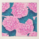 Hydrangea waterverf patroon, roze en blauw sjaal<br><div class="desc">Patroon gemaakt van roze hydrangea-bloem,  geschilderd met waterverven.</div>