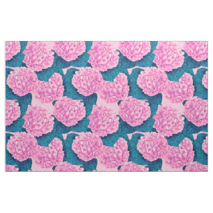 Hydrangea waterverf patroon, roze en blauw stof