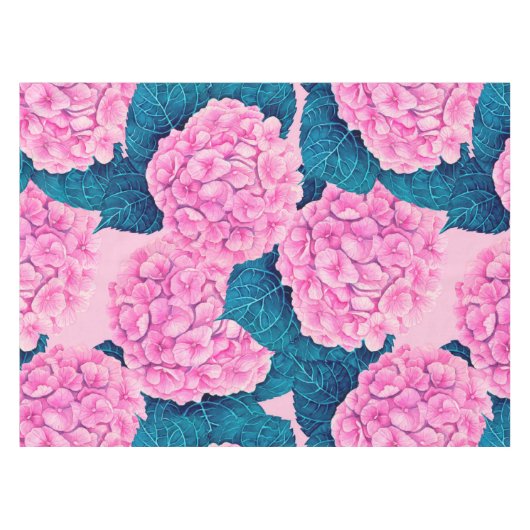 Hydrangea waterverf patroon, roze en blauw tafelkleed (Voorkant (Horizontaal))