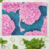 Hydrangea waterverf patroon, roze en blauw theedoek (Gevouwen)