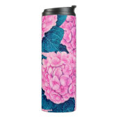 Hydrangea waterverf patroon, roze en blauw thermosbeker (Gedraaid links)
