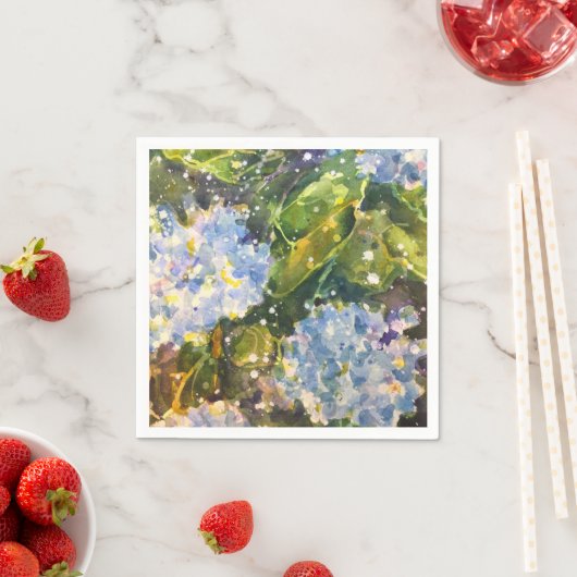 Hydrangea waterverf print servetten (Insitu)