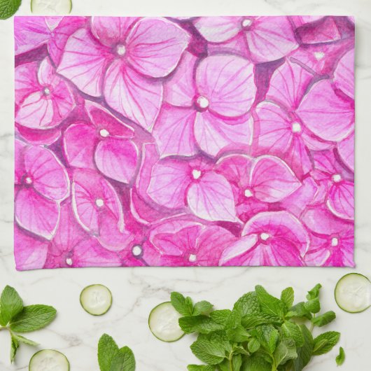 Hydrangea-waterverf Theedoek (Gevouwen)