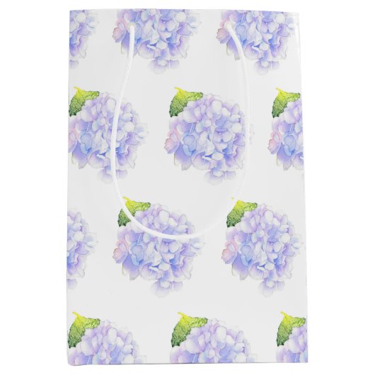 Hydrangea Waterverf vignetpatroon Medium Cadeauzakje (Voorkant)