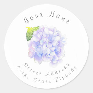 "Hydrangea Waterverf Vignette" Etiket