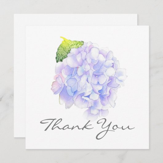Hydrangea Waterverf Vignette Hartelijk dank Bedankkaart (Voorkant / Achterkant)