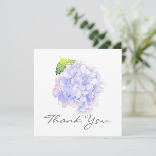 Hydrangea Waterverf Vignette Hartelijk dank Bedankkaart (Staand voorkant)
