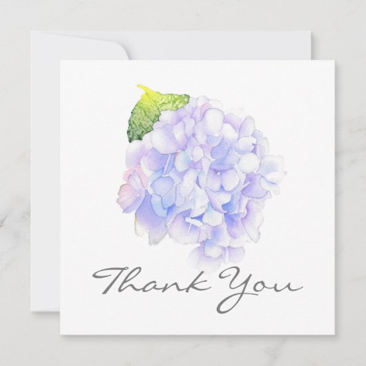 Hydrangea Waterverf Vignette Hartelijk dank Bedankkaart (Voorkant)