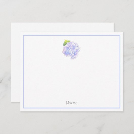 Hydrangea Waterverf Vignette Notitiekaartje (Voorkant / Achterkant)