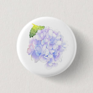 Hydrangea Waterverf Vignette Ronde Button 3,2 Cm
